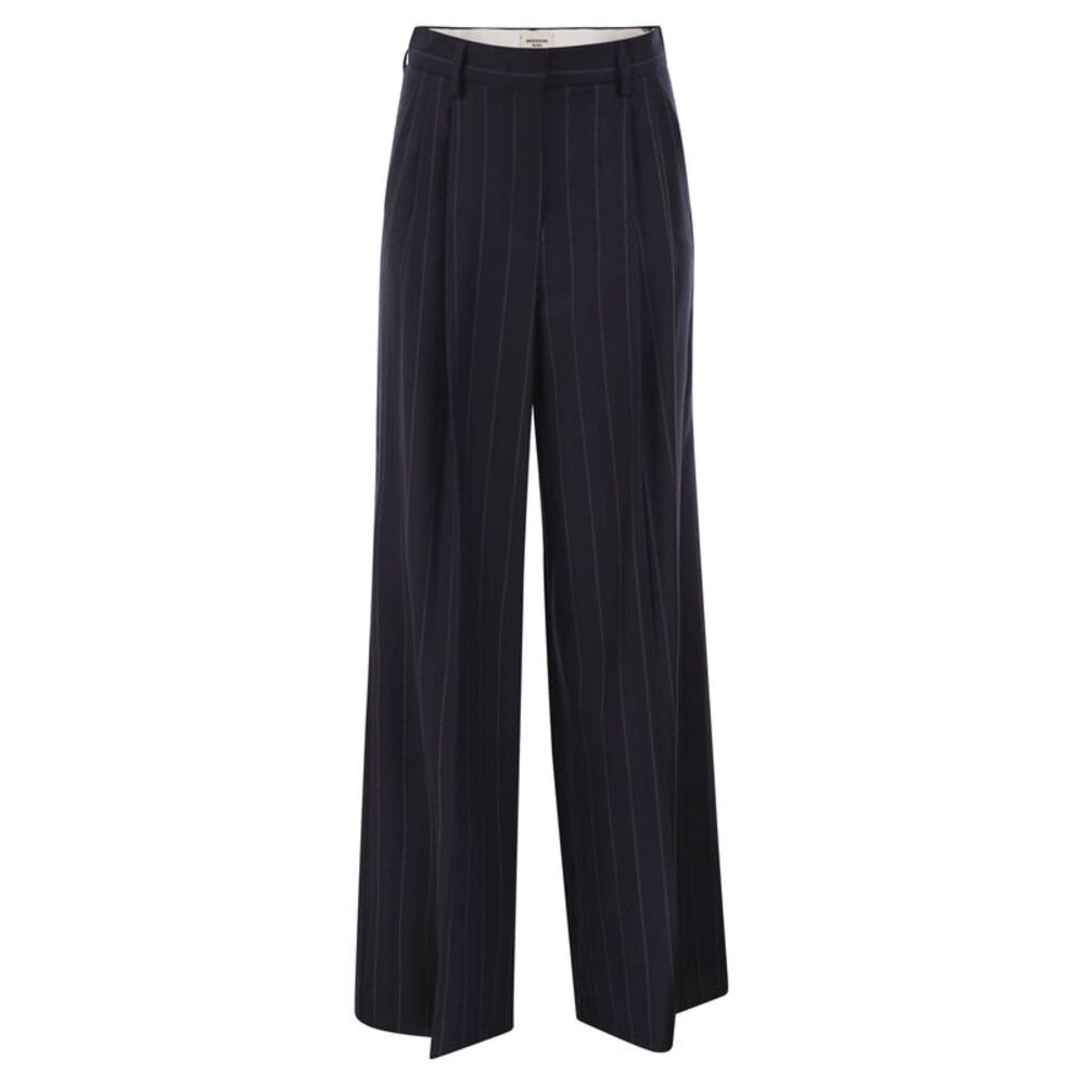 Weekend Maxmara Women Wkdnebbie - Pinstriped Virgin Wool Trousers